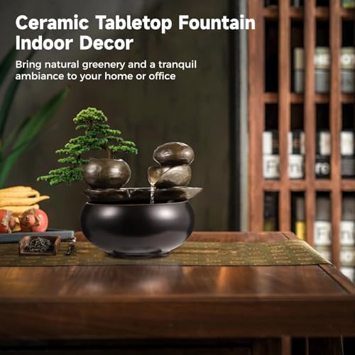 Ceramic Tabletop Fountain for Home and Office Decor