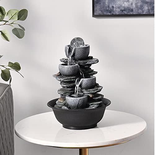 CLoxks XRXwuf689 Desktop Water Fountain with 4-Stage Bowl and Automatic Pump