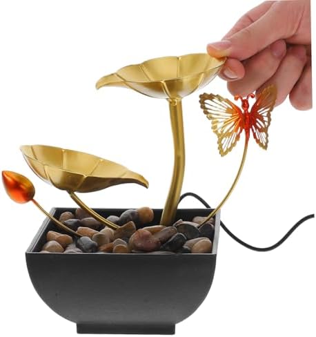 CORHAD Leaf Indoor Tabletop Fountain with LED Light and River Rocks