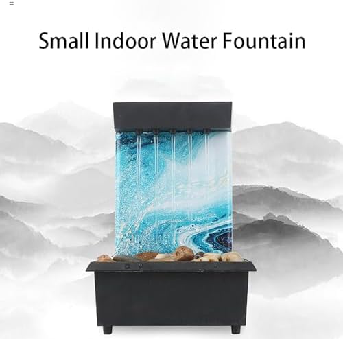 Vintage Indoor Water Fountain with LED Light Miniature Sculpture