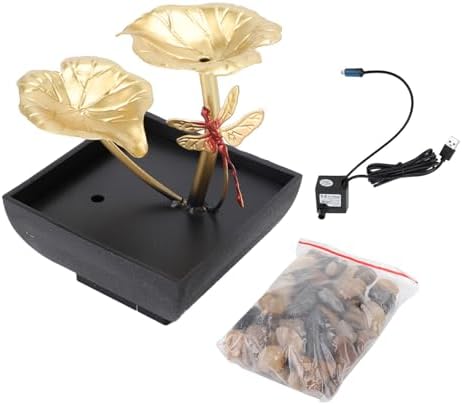 SASKATE Lotus Leaf Dragonfly Tabletop Fountain