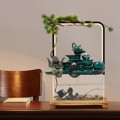 Genseino Tabletop Water Fountain with LED Light