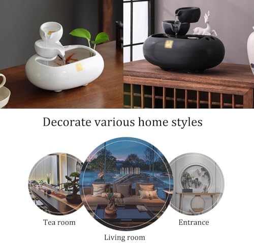 Creative Ceramic Water Circulation Tabletop Fountain with Atomizer