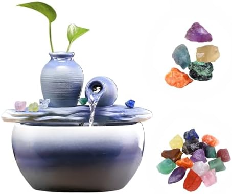 827 Inch Ceramic Tabletop Fountain with Free 10PCS Crystals