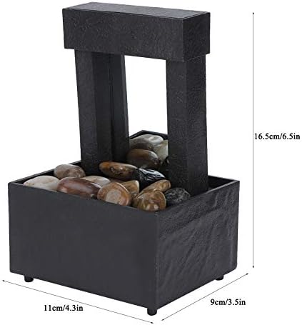 Tabletop Fountain with LED Lights and Stones for Home Office
