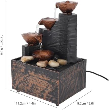 USB Water Fountain Decorative Tabletop Zen Decor with LED Light