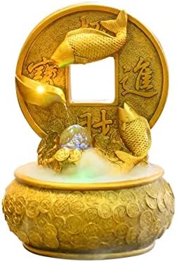 Golden Koi Waterfall Fountain Decor with Rotating Ball