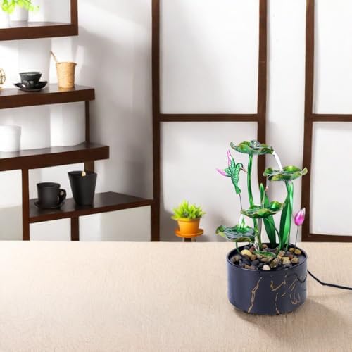 Bocnity 5-Tier Lotus Waterfall Fountain for Home Office Decor