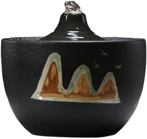 Zen Waterfall Fountain Black Ceramic Indoor Decor