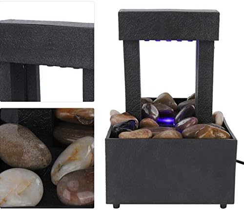 Yitengteng USB Tabletop Water Fountain with LED Light and Stones