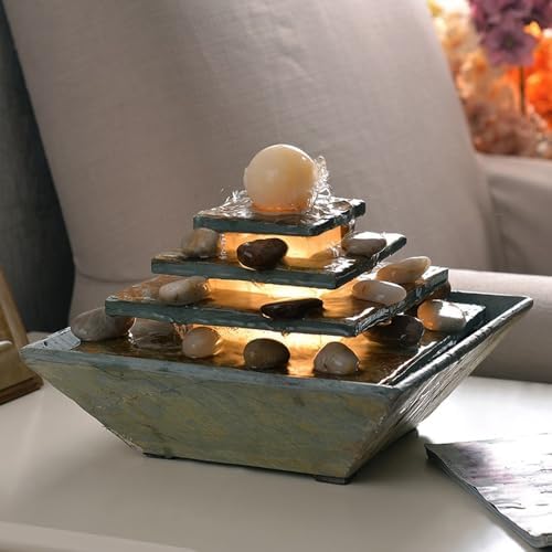 Elegant Square Ceramic Marble Desktop Water Fountain