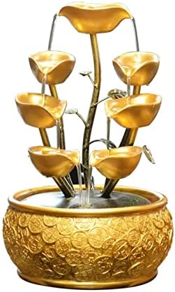 Golden Leaf Tabletop Fountain with Decorative Base