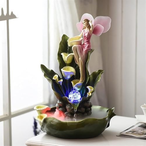 Tabletop Water Fountain with Flowing Angel Ornament for Living Room Decor