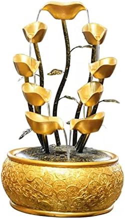 Golden Tabletop Fountain with Decorative Base