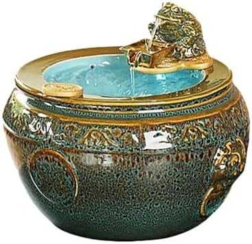 Ceramic Tabletop Fountain with Water Wheel and Lucky Decor