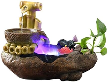 Tabletop Water Fountain with Humidifier and LED Lights Grey