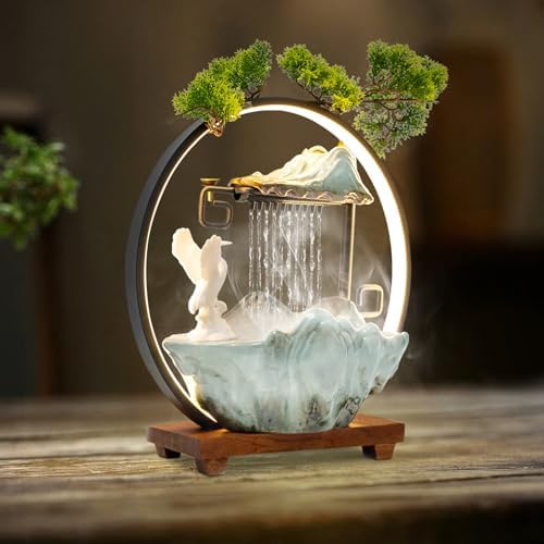 Charmy Deer Water Fountain with LED Light and Mist for Home Office Decor