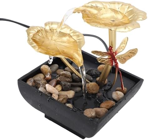 SASKATE Lotus Leaf Dragonfly Tabletop Fountain
