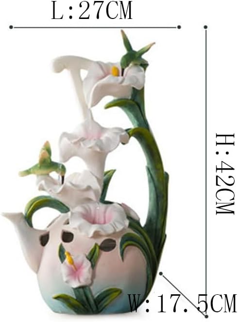 Elegant Desktop Fountain with Hummingbird and Lily Design