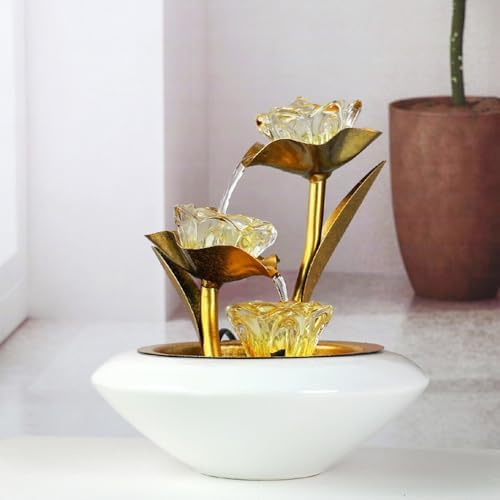 Golden Lotus Tabletop Fountain Artistic Water Feature