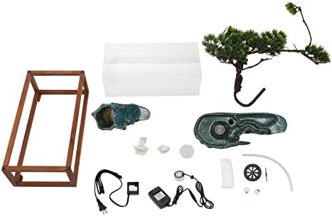 Hanmorfarbi Tabletop Fountain with LED Light and Fish Tank
