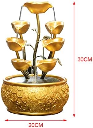 Golden Leaf Tabletop Fountain with Decorative Base