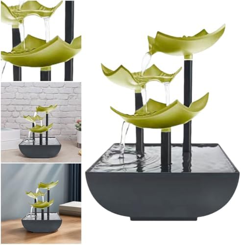 Generic Indoor Tabletop Water Fountain with LED Light Zen Meditation Waterfall