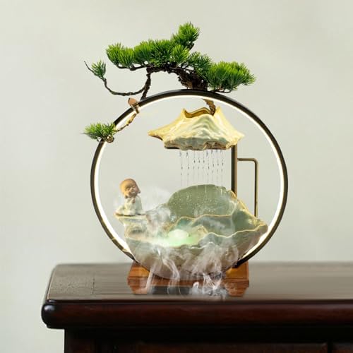 Elegant Tabletop Water Fountain with LED Light and Mist Function
