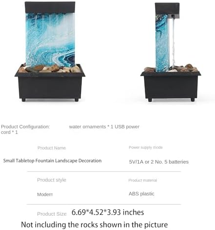 Vintage Indoor Water Fountain with LED Light Miniature Sculpture