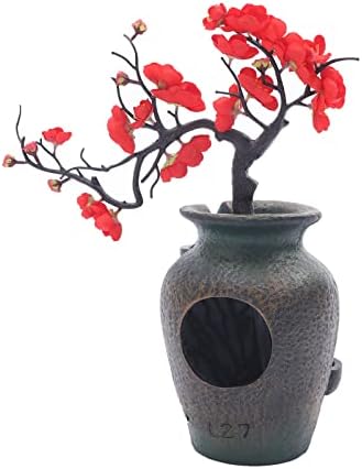 Tabletop Water Fountain with Artificial Flowers for Home Decor