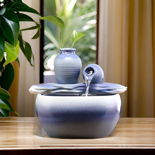 827 Inch Ceramic Tabletop Fountain with Free 10PCS Crystals