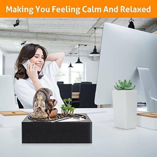 WICHEMI Waterfall Fountain Indoor Zen Garden Decor with LED Light
