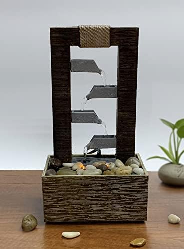 Natures Mark 10 Inch 4 Tiered Water Fountain with LED Lights