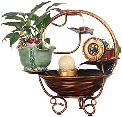 Desktop Fountain - Indoor Waterfall Decoration with Green Planting Tray and Feng Shui Symbol