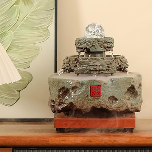Elegant Green Ceramic Tabletop Water Fountain