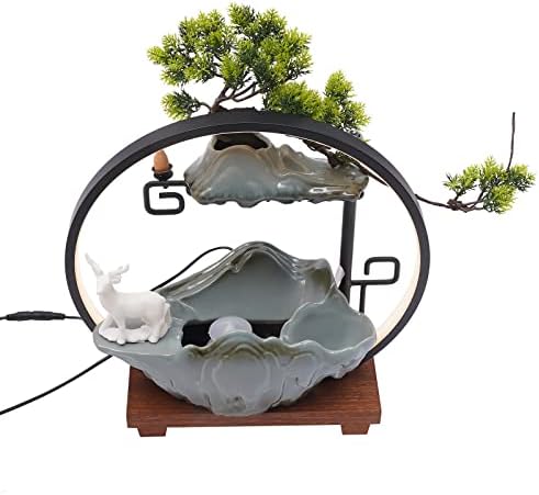 Tabletop Water Fountain with Mist LED and Feng Shui Decor