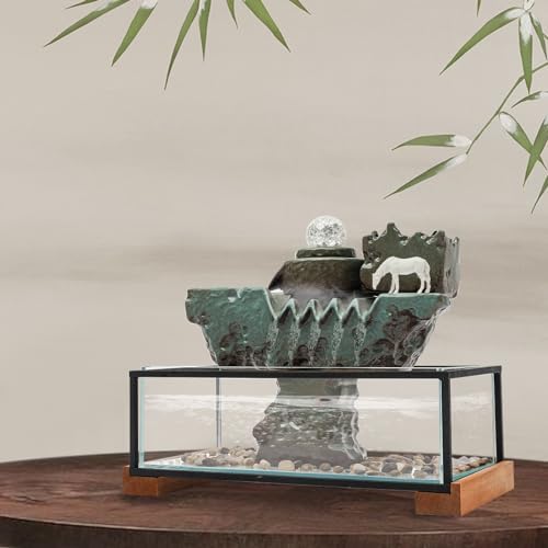 Eco-friendly Tabletop Water Fountain with LED Light and Mist Plants
