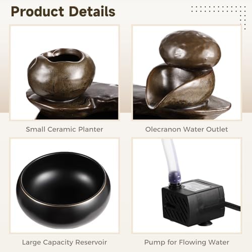 Ceramic Tabletop Fountain for Home and Office Decor