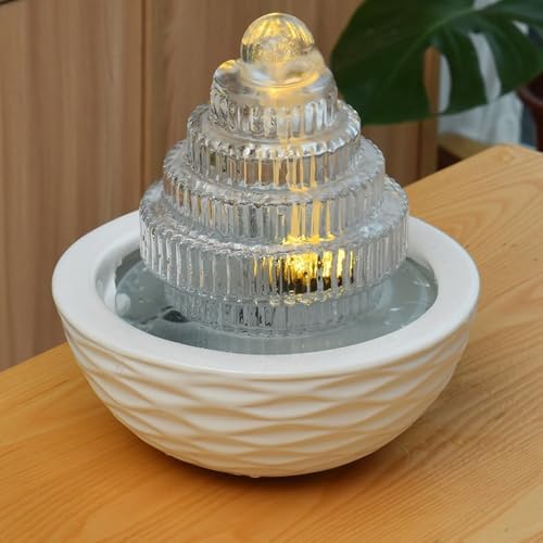 Elegant Desktop Water Fountain with Luminous Design