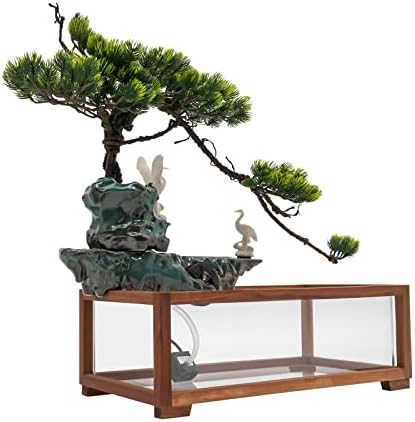 Hanmorfarbi Tabletop Fountain with LED Light and Fish Tank
