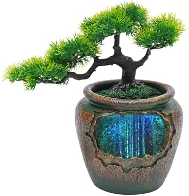 LED Decor Water Fountain Tabletop Indoor Rockery Goldfish Waterfall