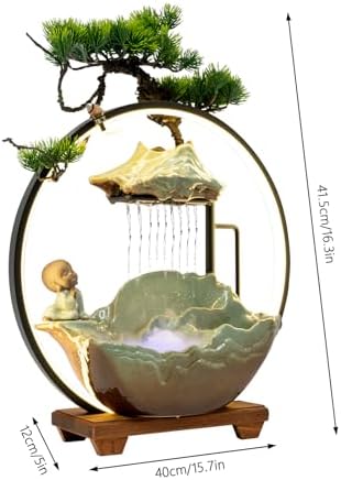 Elegant Tabletop Water Fountain with LED Light and Mist Function