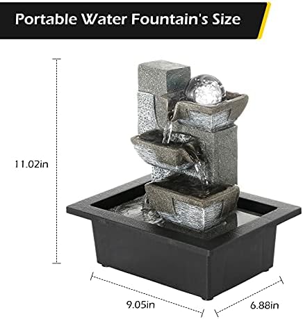 Dyna-Living Indoor Tabletop Water Fountain with LED Lights
