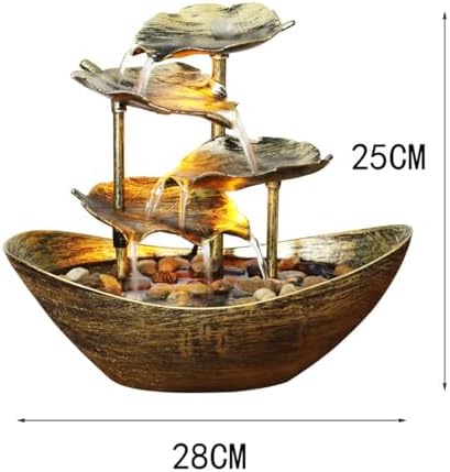 Tabletop Waterfall Fountain - 4 Tier with USB Pump and LED Lights