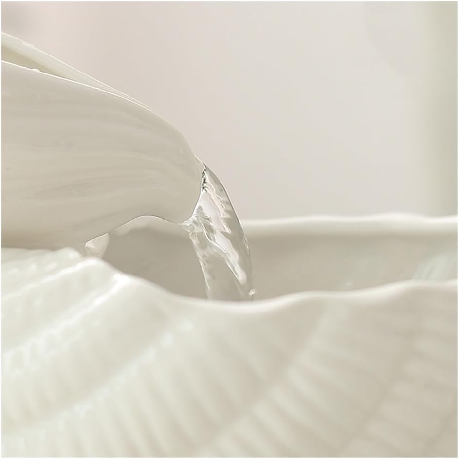 Creative Ceramic Tabletop Fountain with Conch Design - White