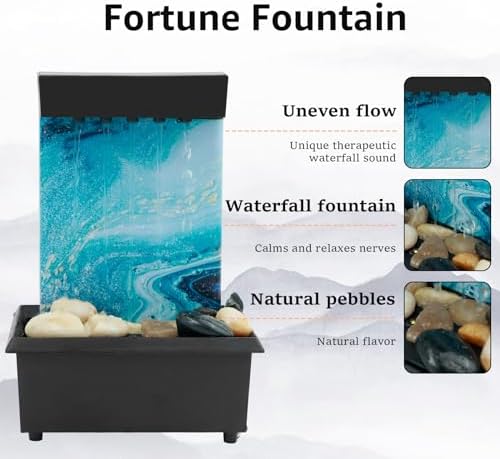 Light Blue Tabletop Fountain with Sound and Light