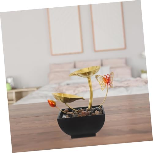 CORHAD Leaf Indoor Tabletop Fountain with LED Light and River Rocks