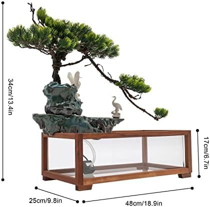 Hanmorfarbi Tabletop Fountain with LED Light and Fish Tank