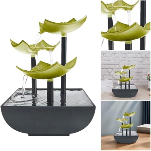 Generic Indoor Tabletop Water Fountain with LED Light Zen Meditation Waterfall