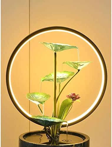 5 Tier Indoor Water Fountain with LED Light and Lotus Leaf Design